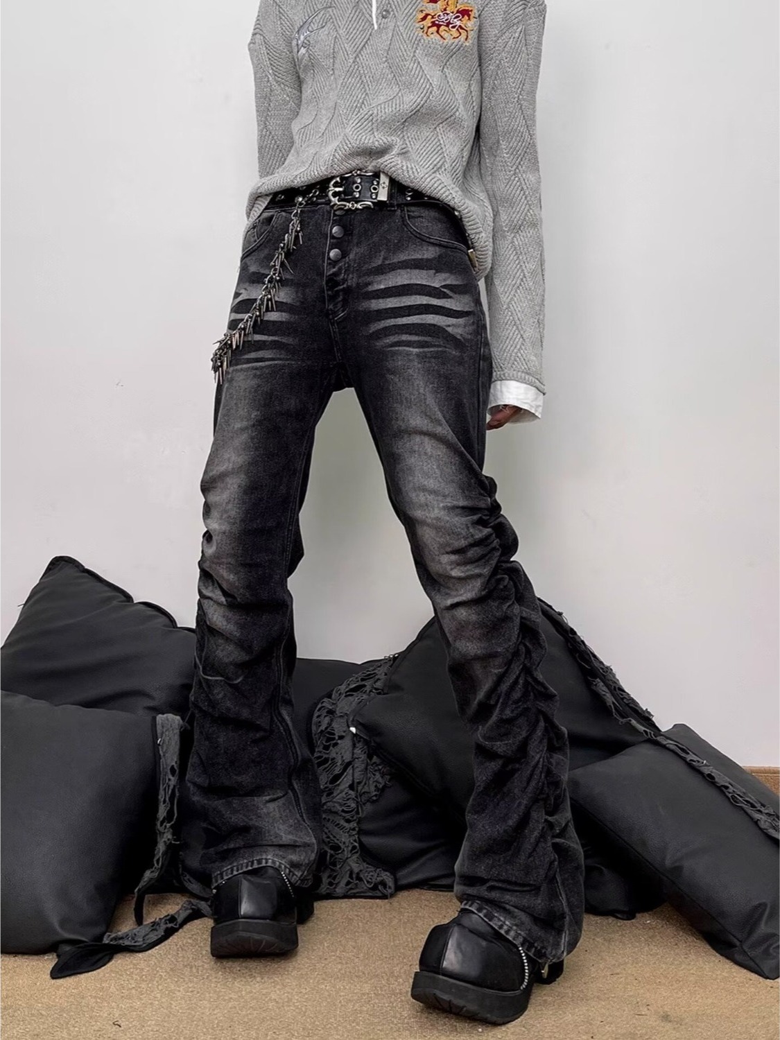 กางเกงยีนส์ผู้ชายทรงสลิมตรง ขา - Streetwear Brand Denim บทวิจารณ์และราคา