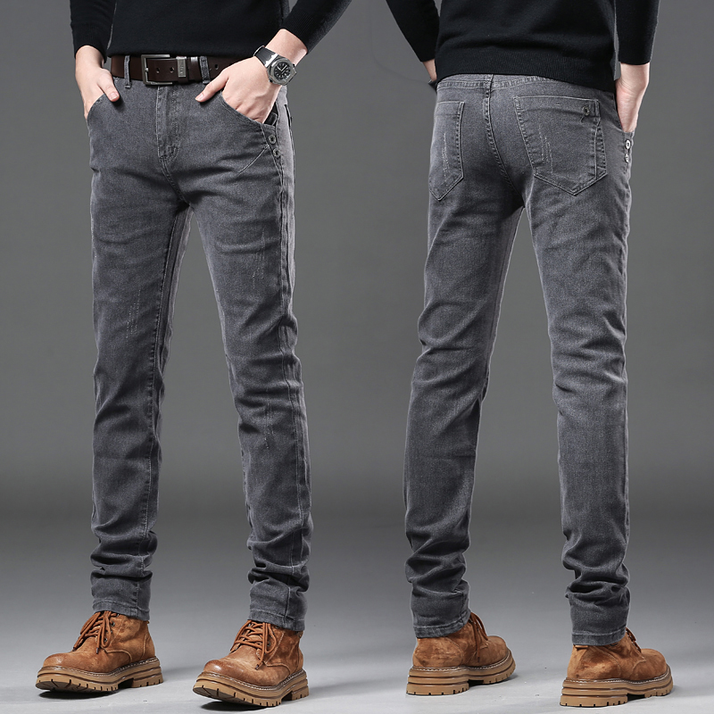 ใหม่สีเทาบริสุทธิ์เกาหลี Slim  - Streetwear Brand Denim บทวิจารณ์และราคา